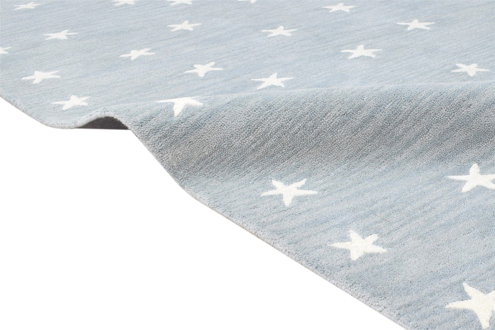 Hand Tufted Blue Wool Rug 5' X 8' Modern American Stars Room Size Carpet 