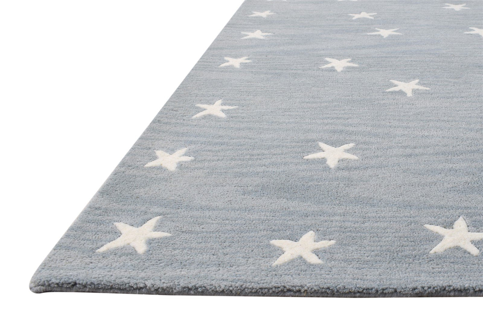 Hand Tufted Blue Wool Rug 5' X 8' Modern American Stars Room Size Carpet 