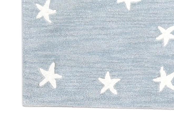 Hand Tufted Blue Wool Rug 5' X 8' Modern American Stars Room Size Carpet 