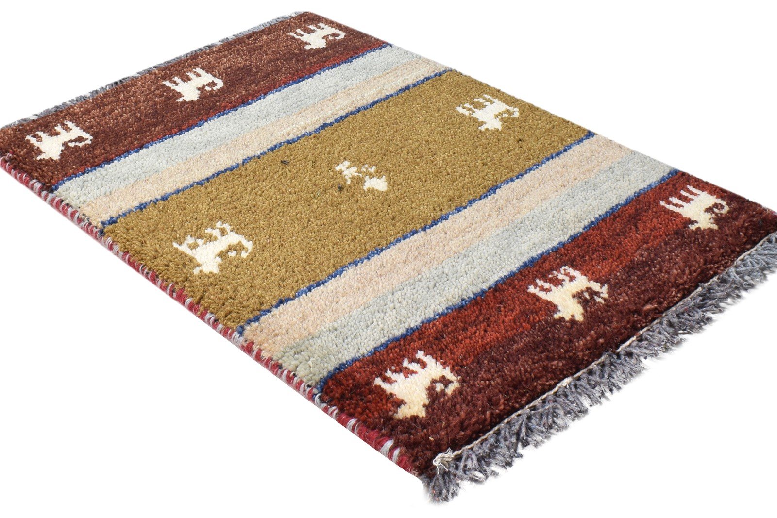 1X2 Rug Wool Multi Color Persian Hand Knotted Southwestern Tribal Small Carpet 