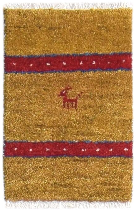 1' X 2' Rug Wool Gold Persian Hand Knotted Southwestern Tribal Small Carpet 