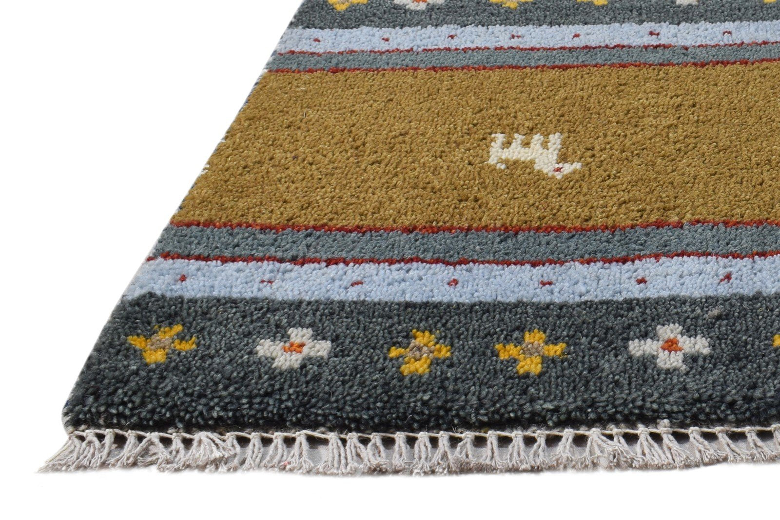 Brown Wool Rug 1' X 2' Persian Hand Knotted Southwestern Tribal Small Carpet 