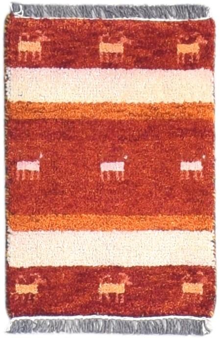 Hand Knotted Red Wool Rug 1' X 2' Tribal Southwestern Striped Small Carpet 