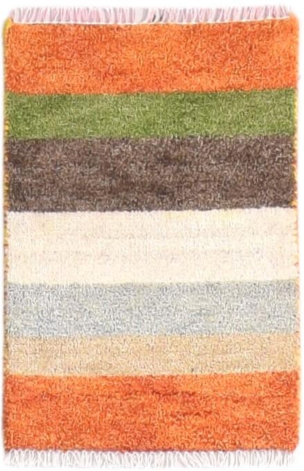 Multi Color Wool Rug 1' X 2' Modern Hand Knotted American Striped Small Carpet 