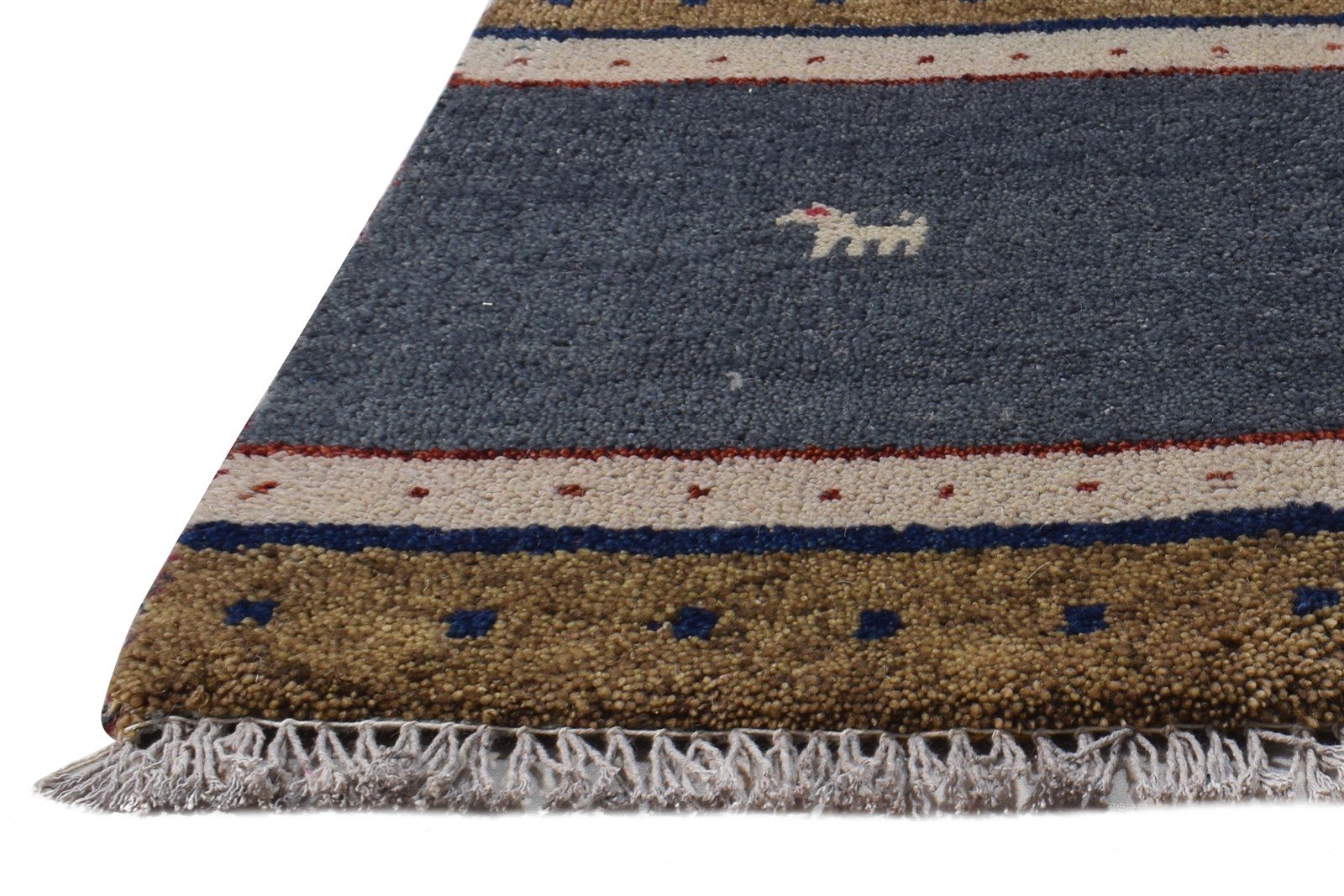 1' X 2' Rug Wool Grey Persian Hand Knotted Southwestern Tribal Small Carpet 