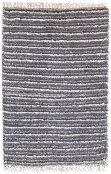 Charcoal Wool Rug 1' X 2' Modern Hand Knotted American Striped Small Carpet 