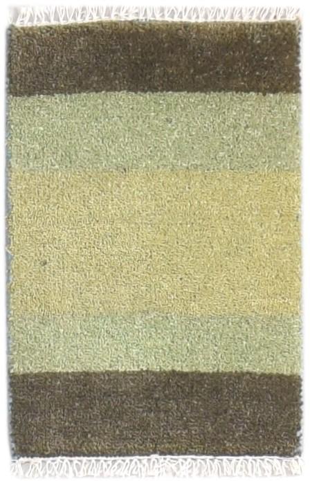 Wool Green Rug 1' X 2' Modern Hand Knotted American Striped Small Carpet 