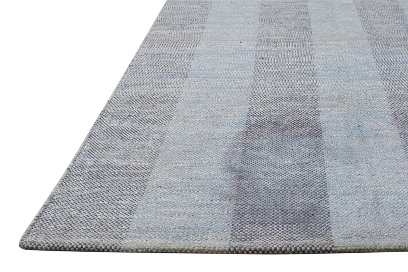 3' X 5' Rug Wool Blue Modern Dhurrie Scandinavian Striped Small Carpet 