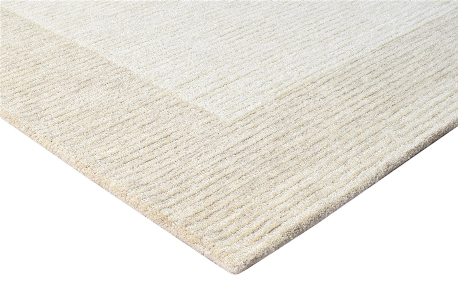 Wool Cream Rug 5' X 8' Modern Hand Tufted Scandinavian Bordered Room Size Carpet 