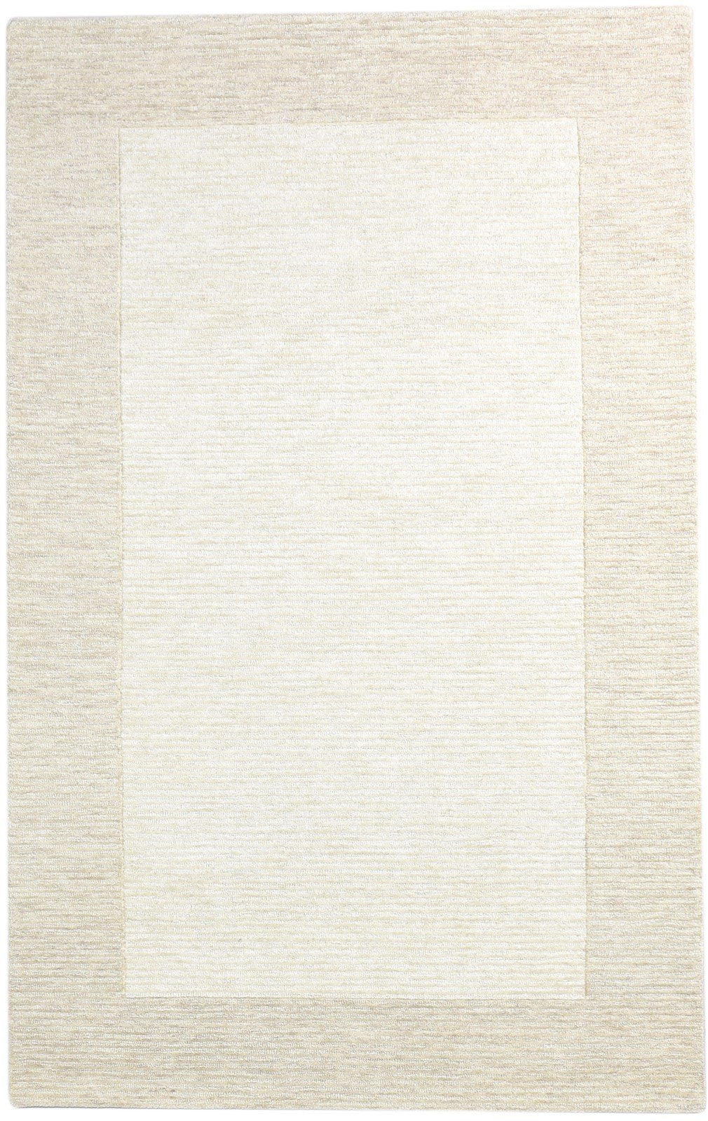 Wool Cream Rug 5' X 8' Modern Hand Tufted Scandinavian Bordered Room Size Carpet 