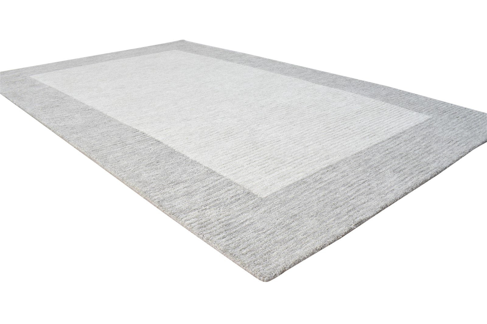 5' X 8' Rug Wool Grey Hand Tufted Room Size Carpet 