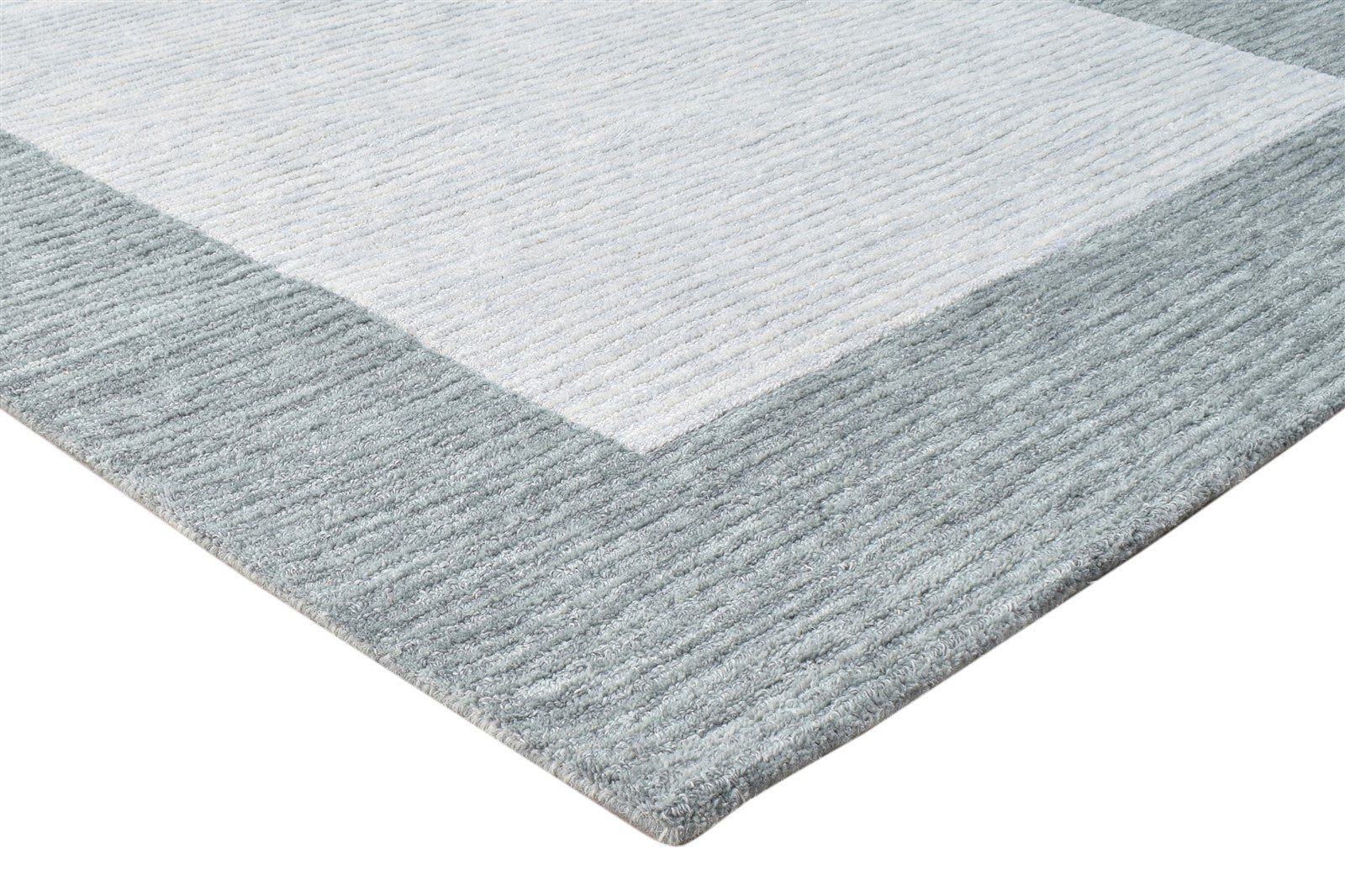 Wool Grey Rug 5' X 8' Modern Hand Tufted Scandinavian Bordered Room Size Carpet 