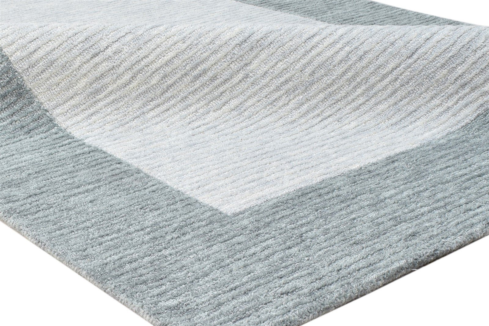 Wool Grey Rug 5' X 8' Modern Hand Tufted Scandinavian Bordered Room Size Carpet 