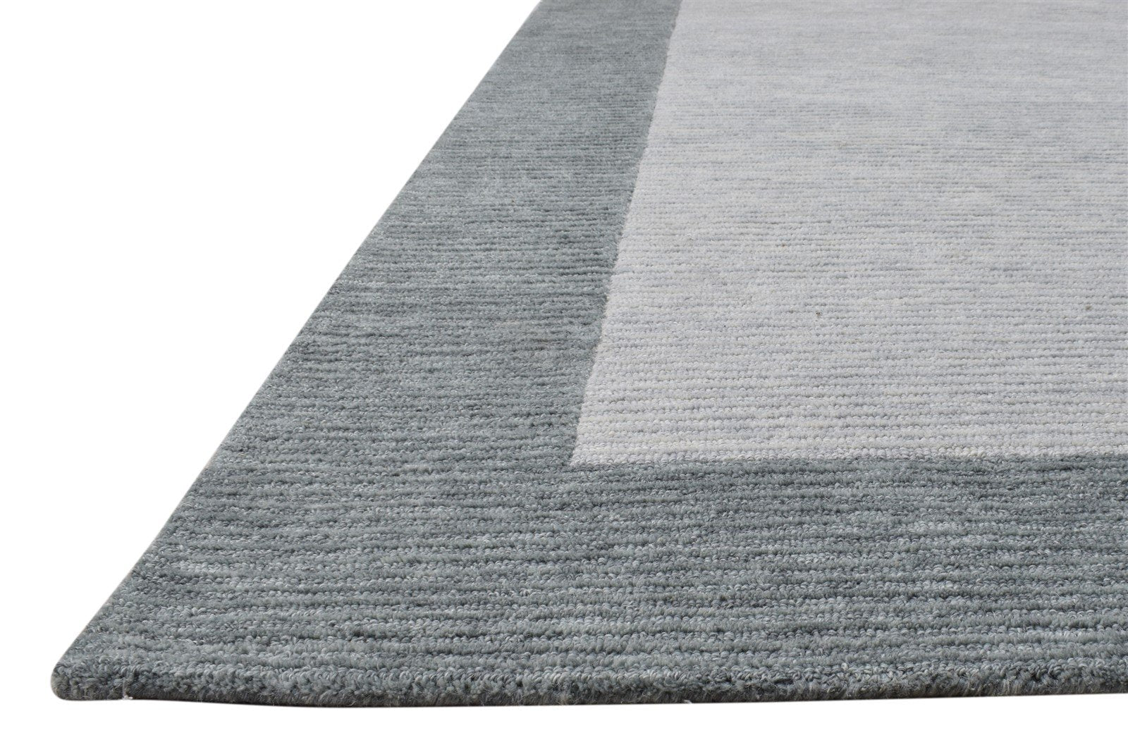 Wool Grey Rug 5' X 8' Modern Hand Tufted Scandinavian Bordered Room Size Carpet 