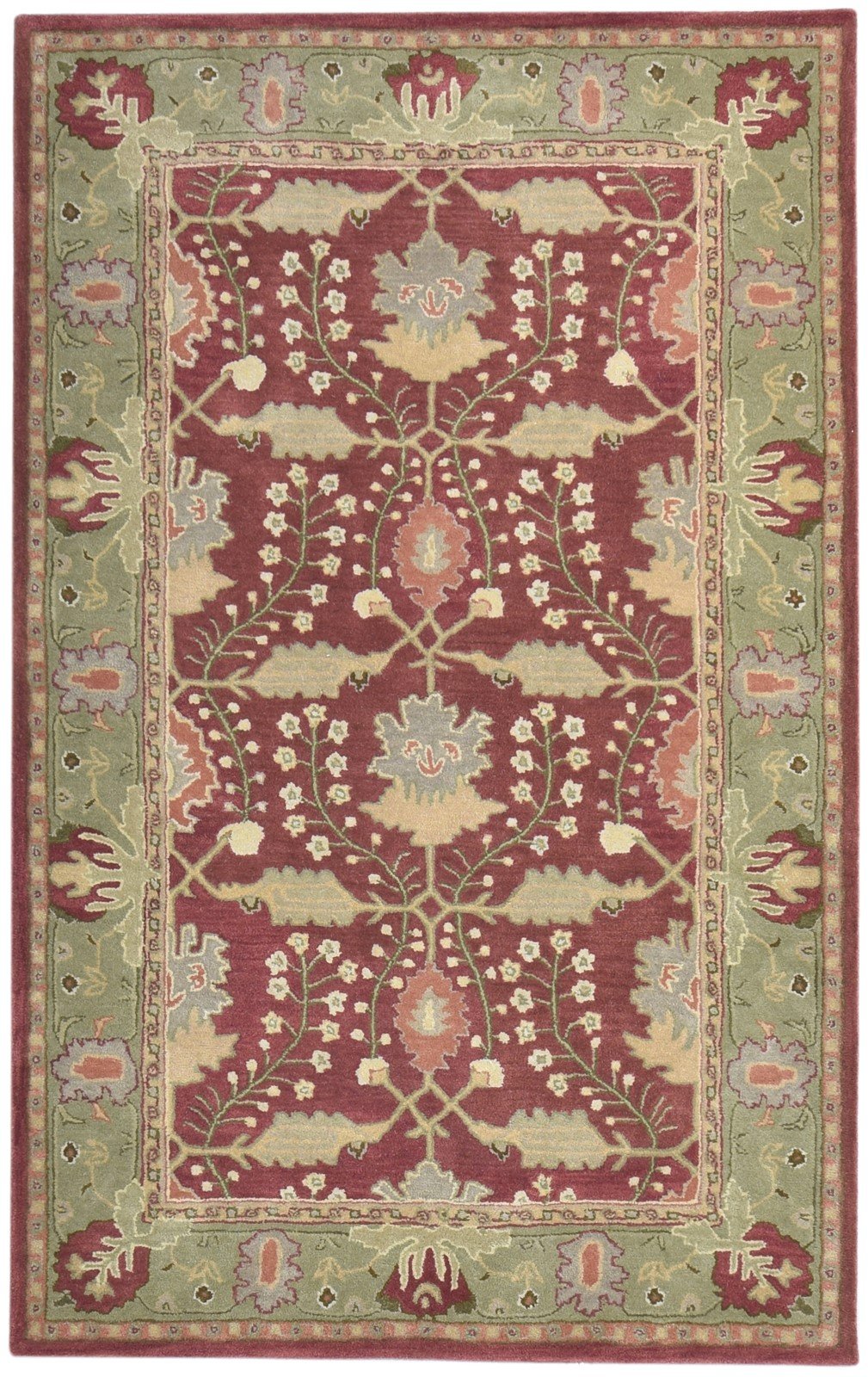 Red Wool Rug 5' X 8' Persian Hand Tufted Sarouk-Indian Oriental Room Size Carpet 