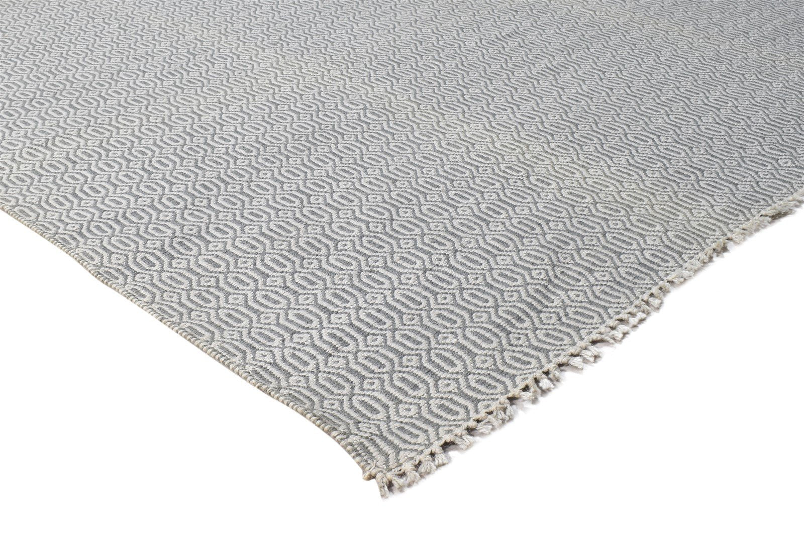 Dhurrie Grey Wool Rug 8' X 10' Modern Scandinavian Solid Large Carpet 