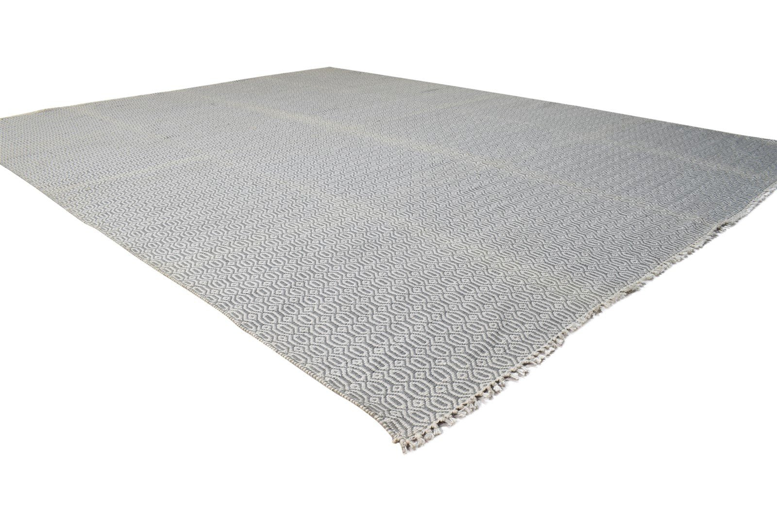 Dhurrie Grey Wool Rug 8' X 10' Modern Scandinavian Solid Large Carpet 