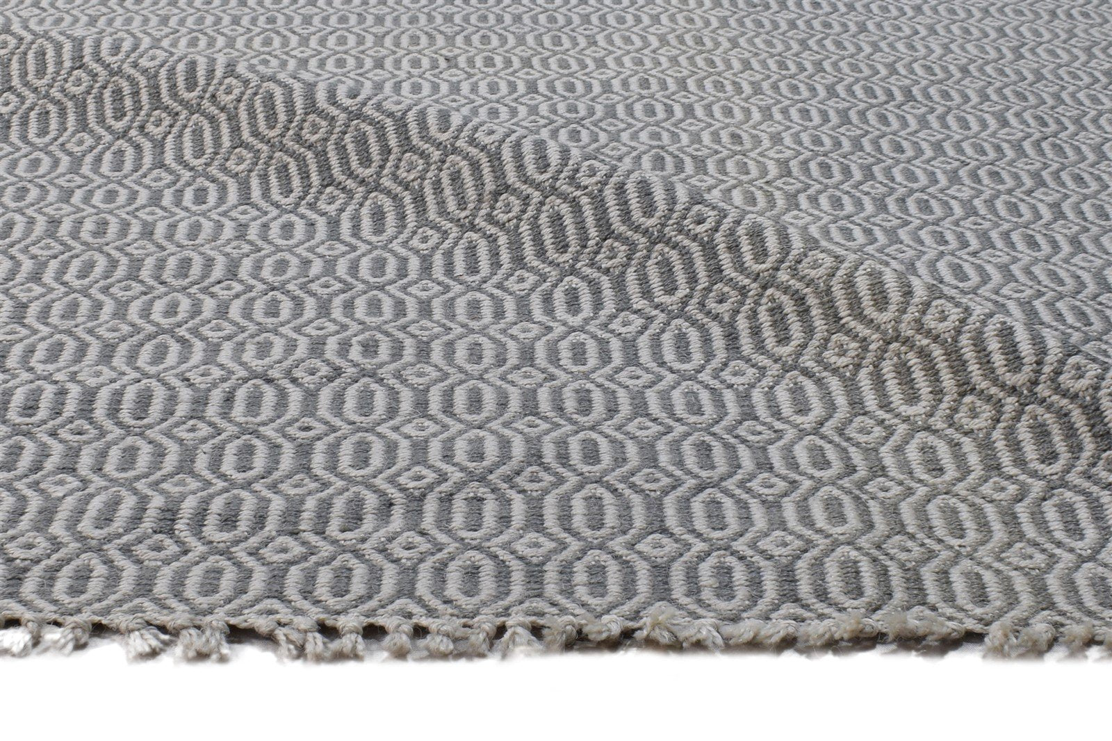 Dhurrie Grey Wool Rug 8' X 10' Modern Scandinavian Solid Large Carpet 