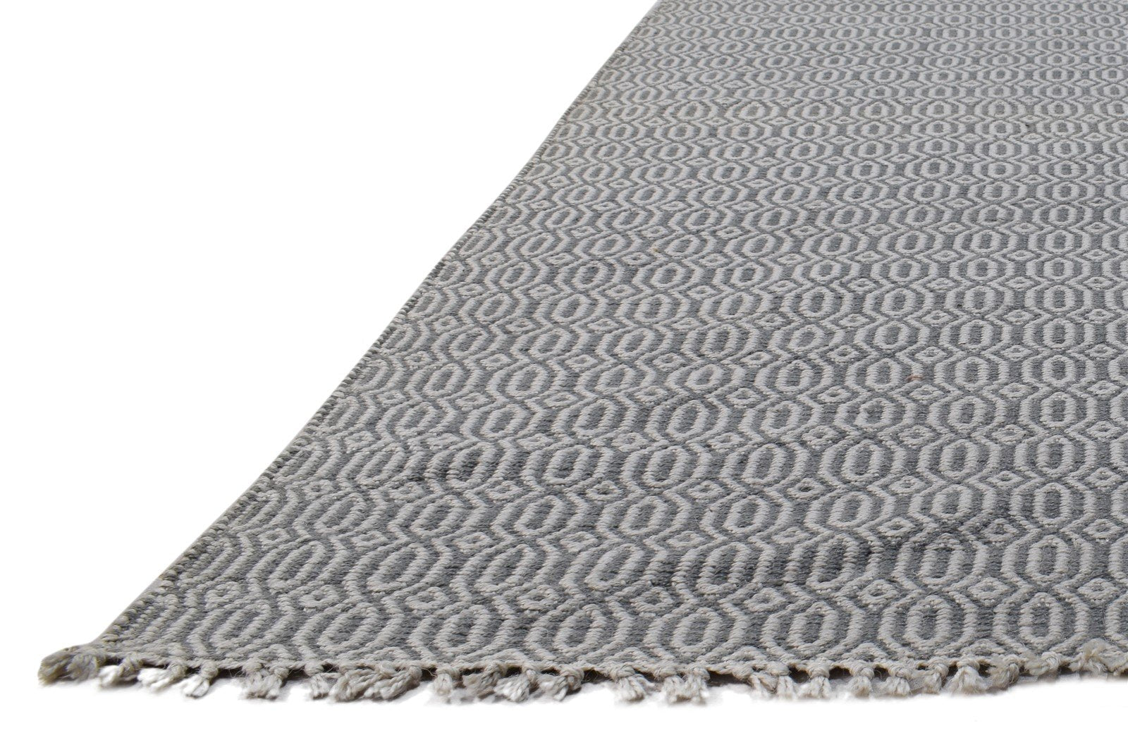 Dhurrie Grey Wool Rug 8' X 10' Modern Scandinavian Solid Large Carpet 