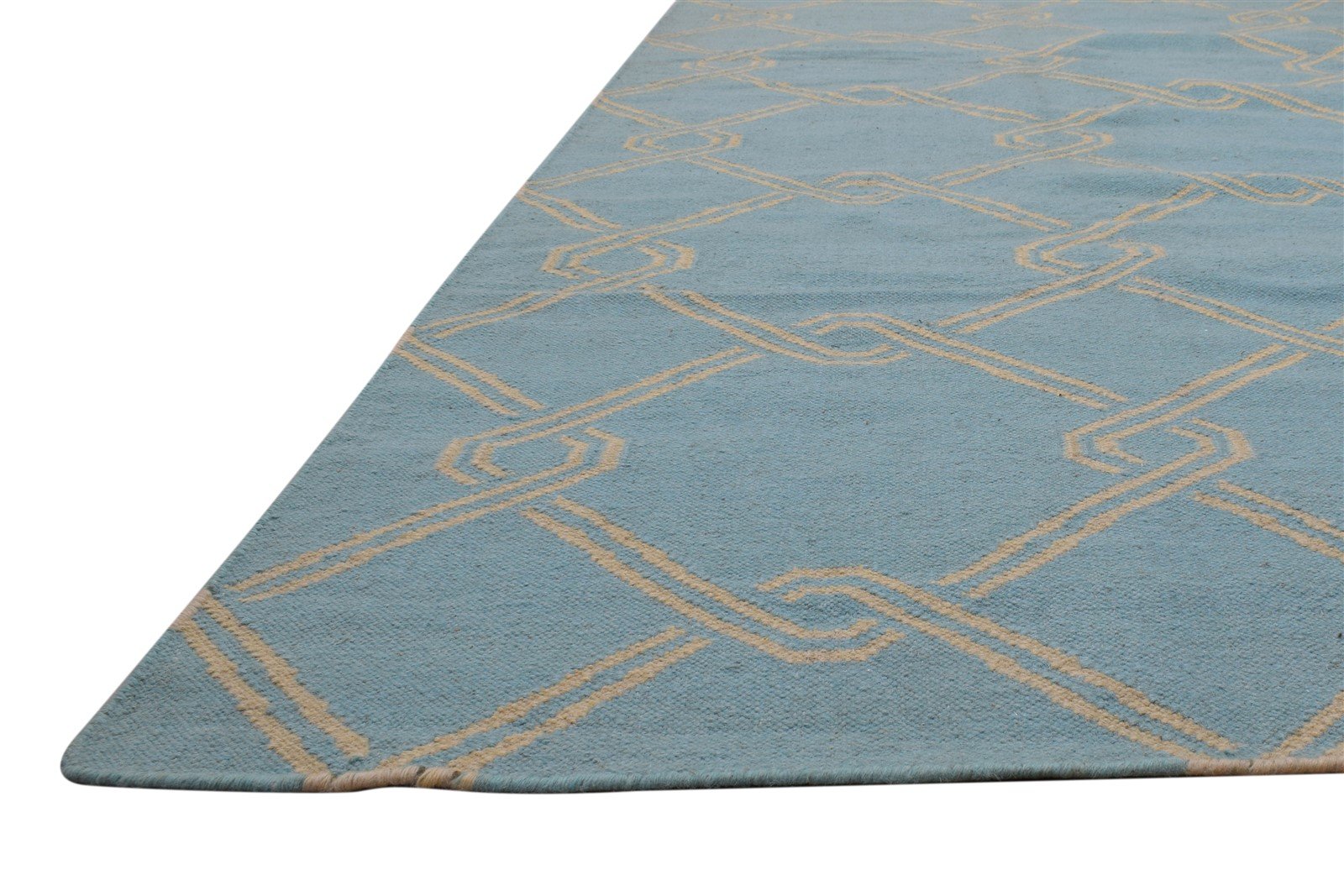 Wool blue rug 3x5 modern hand tufted moroccan geometric room size one of deals a kind carpet