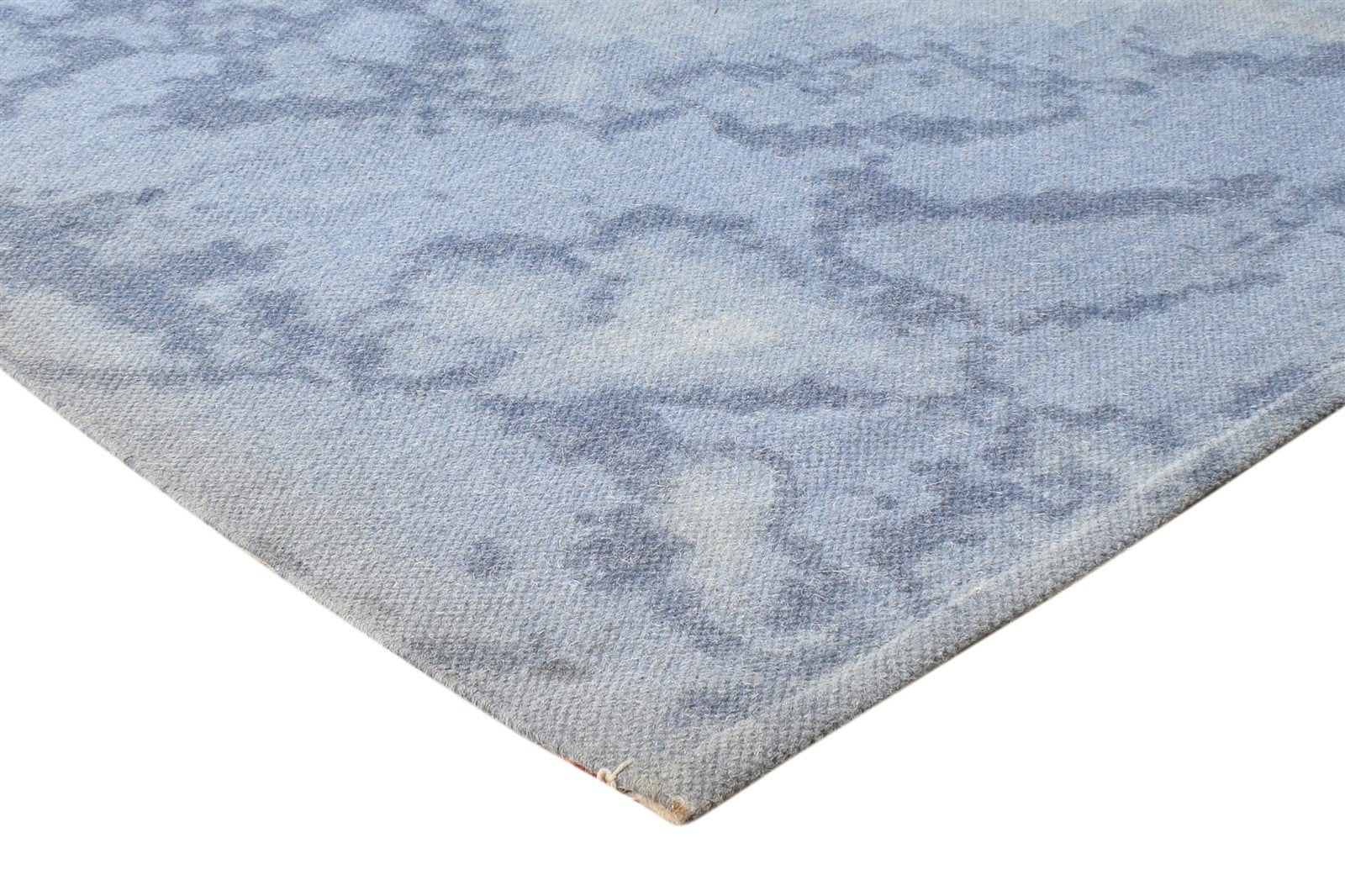 Dhurrie Blue Wool Rug 6' X 8' Modern American Abstract Room Size Carpet 