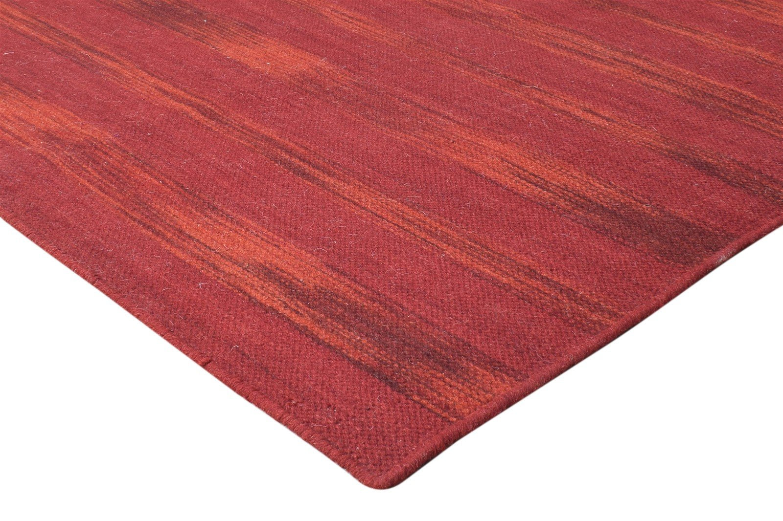 Wool Red Rug 5' X 8' Modern Dhurrie Bohemian Abstract Room Size Carpet 