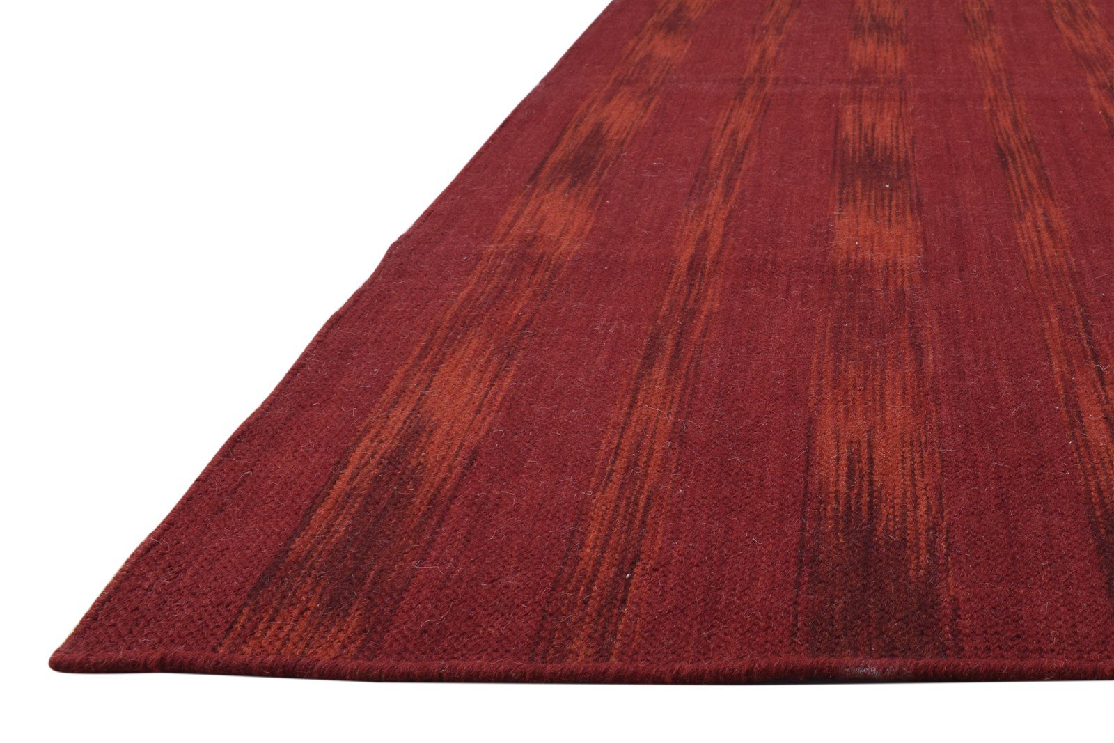 Wool Red Rug 5' X 8' Modern Dhurrie Bohemian Abstract Room Size Carpet 