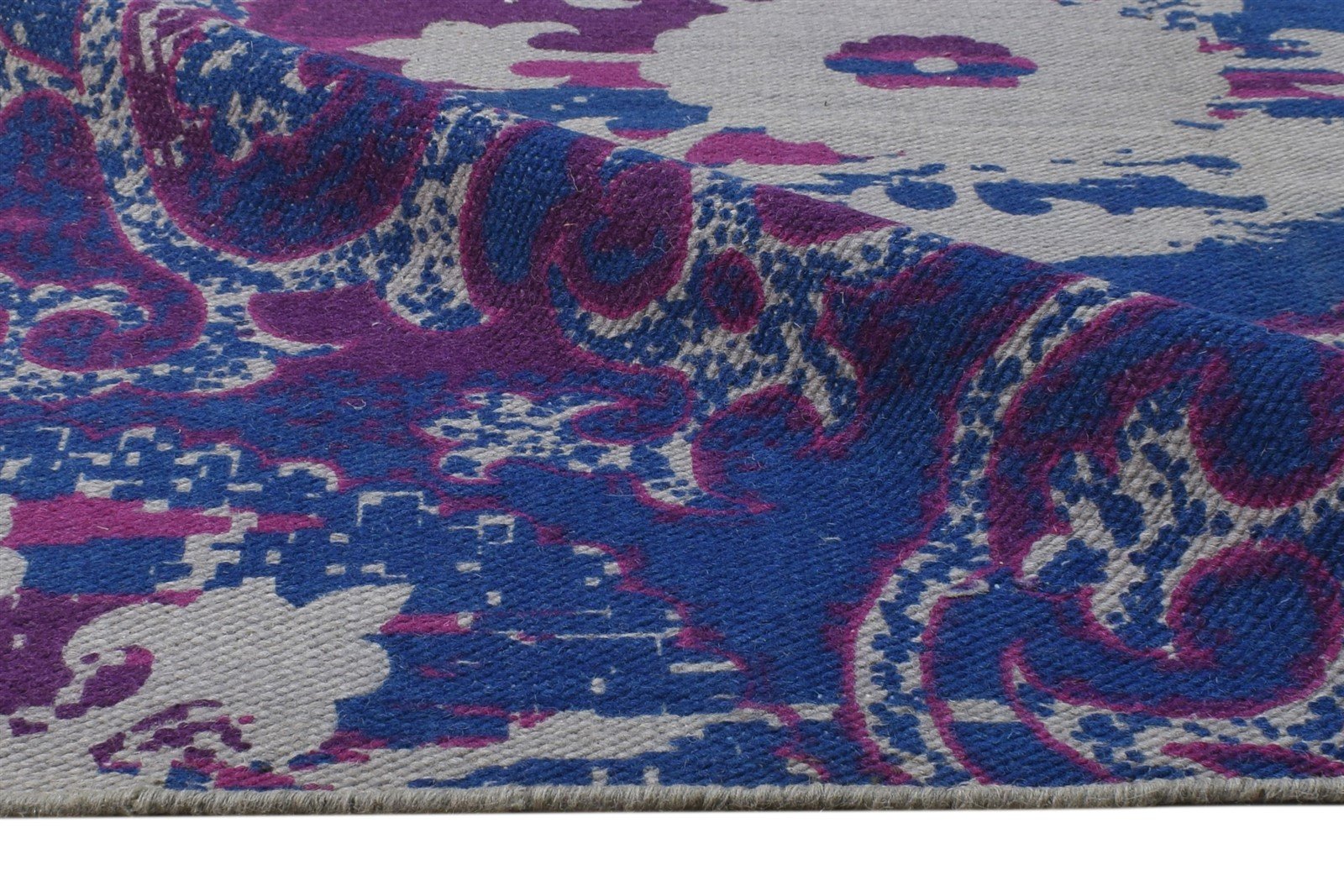 5' X 8' Rug Wool Purple Modern Dhurrie Bohemian Abstract Room Size Carpet 