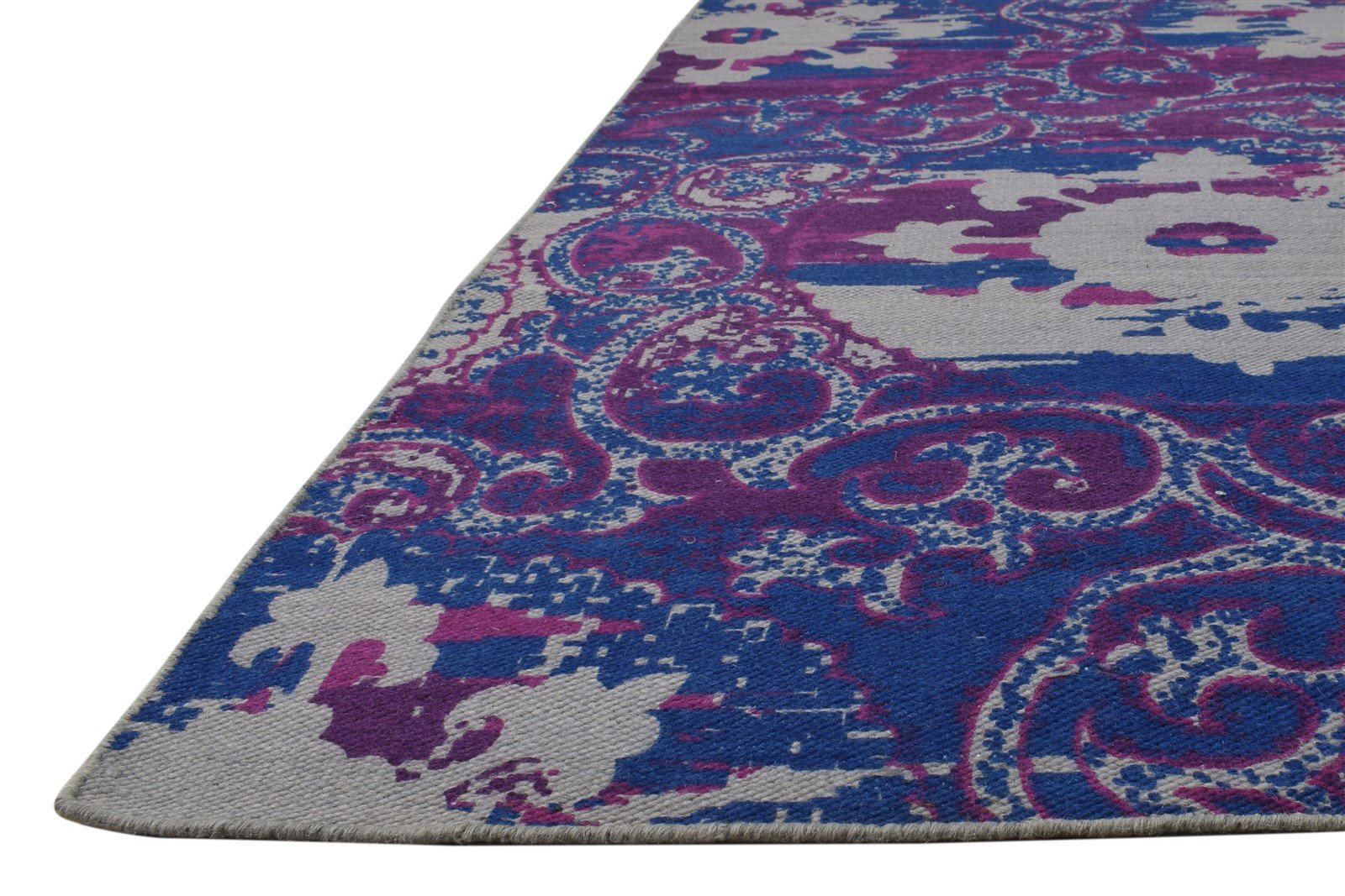 5' X 8' Rug Wool Purple Modern Dhurrie Bohemian Abstract Room Size Carpet 