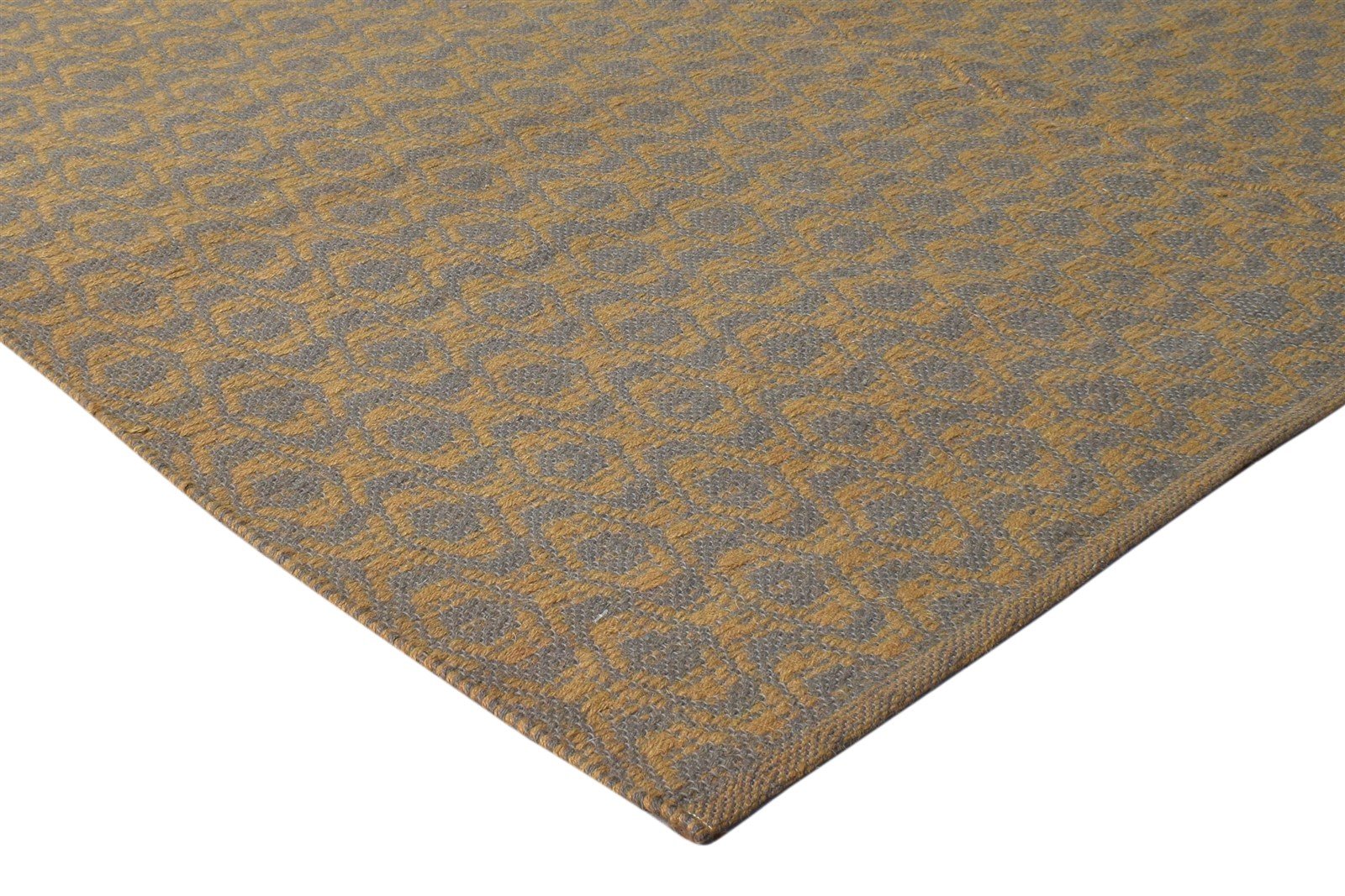 Dhurrie Brown Wool Rug 5' X 8' Modern Scandinavian Trellis Room Size Carpet 