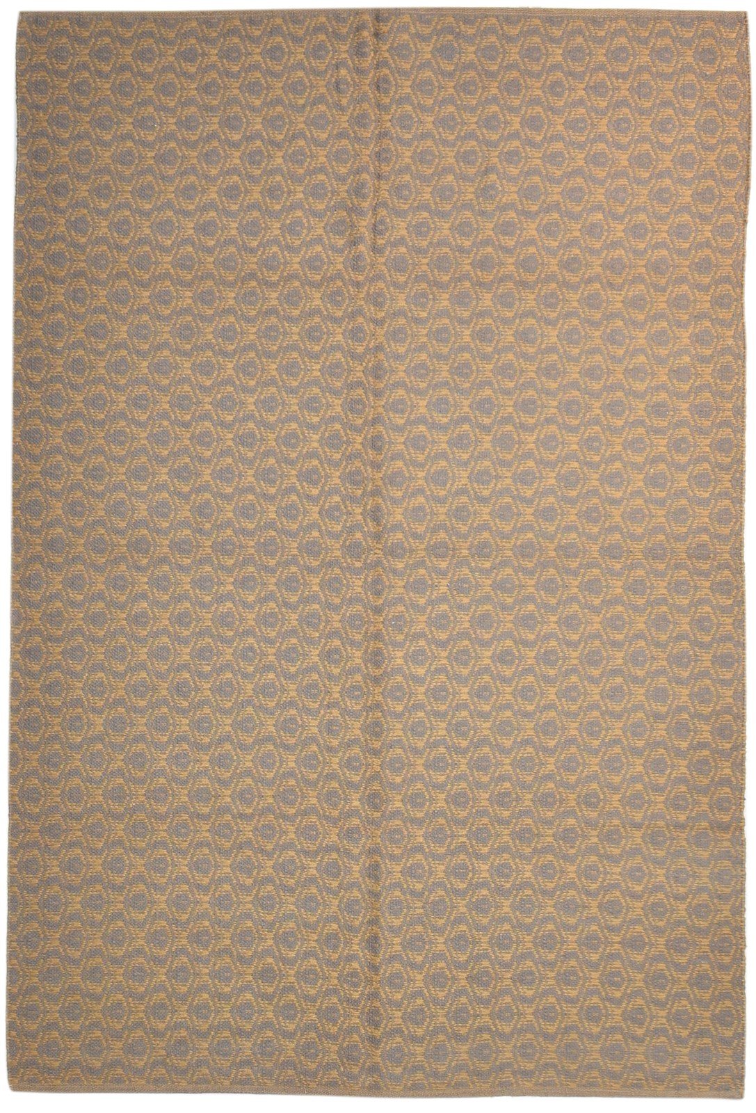 Dhurrie Brown Wool Rug 5' X 8' Modern Scandinavian Trellis Room Size Carpet 