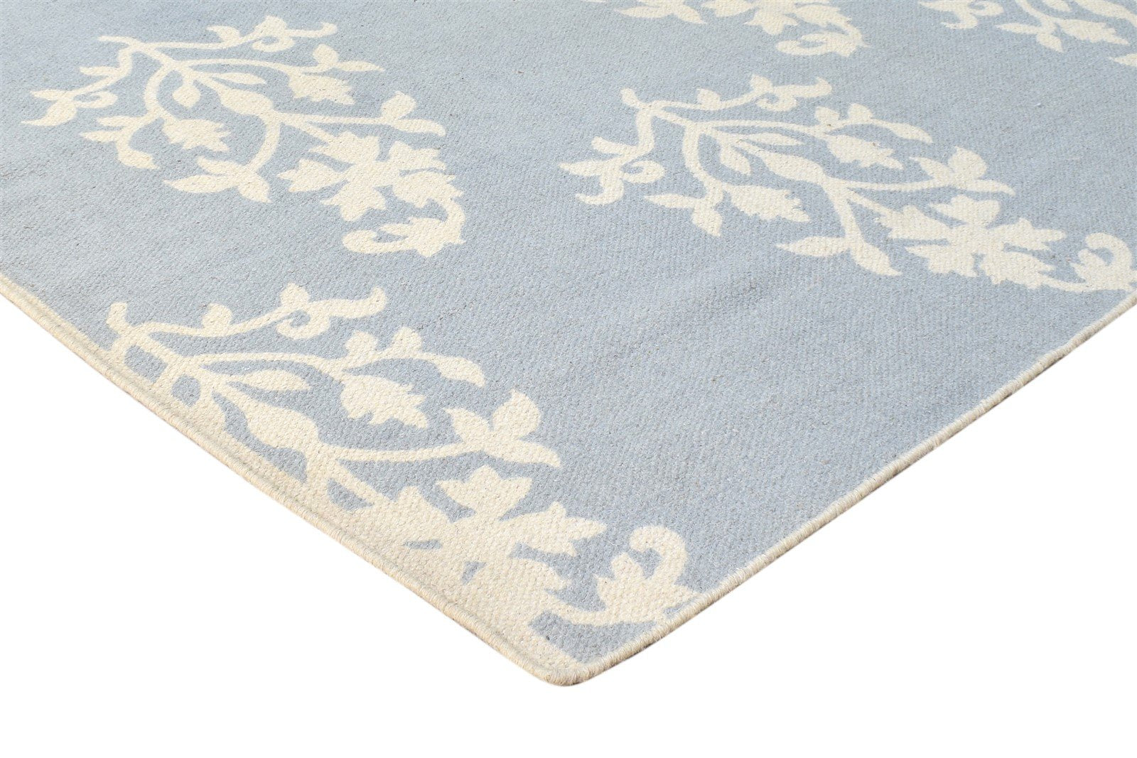 Grey Wool Rug 5' X 8' Modern Dhurrie Scandinavian Floral Room Size Carpet 