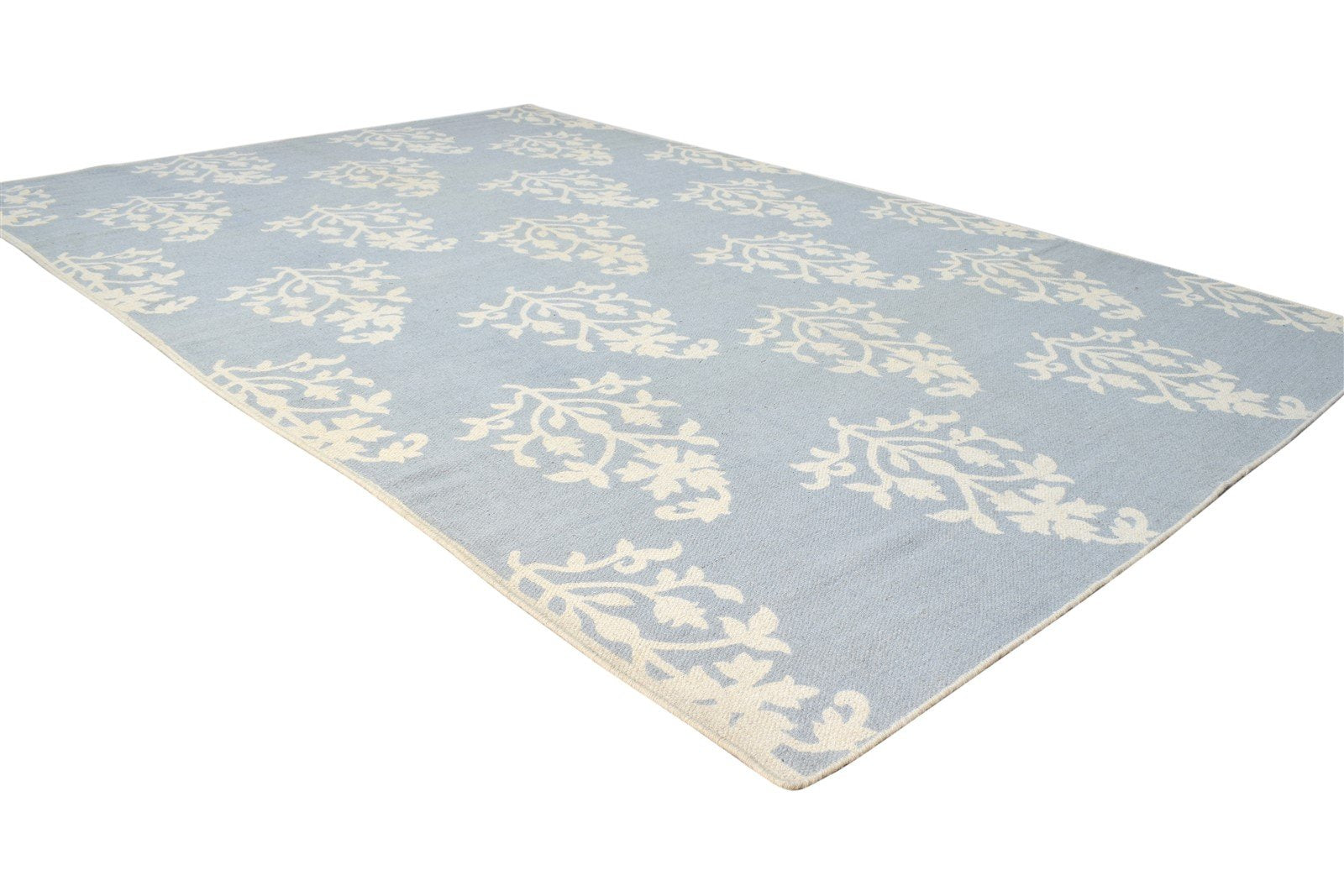 Grey Wool Rug 5' X 8' Modern Dhurrie Scandinavian Floral Room Size Carpet  Area Rug 
