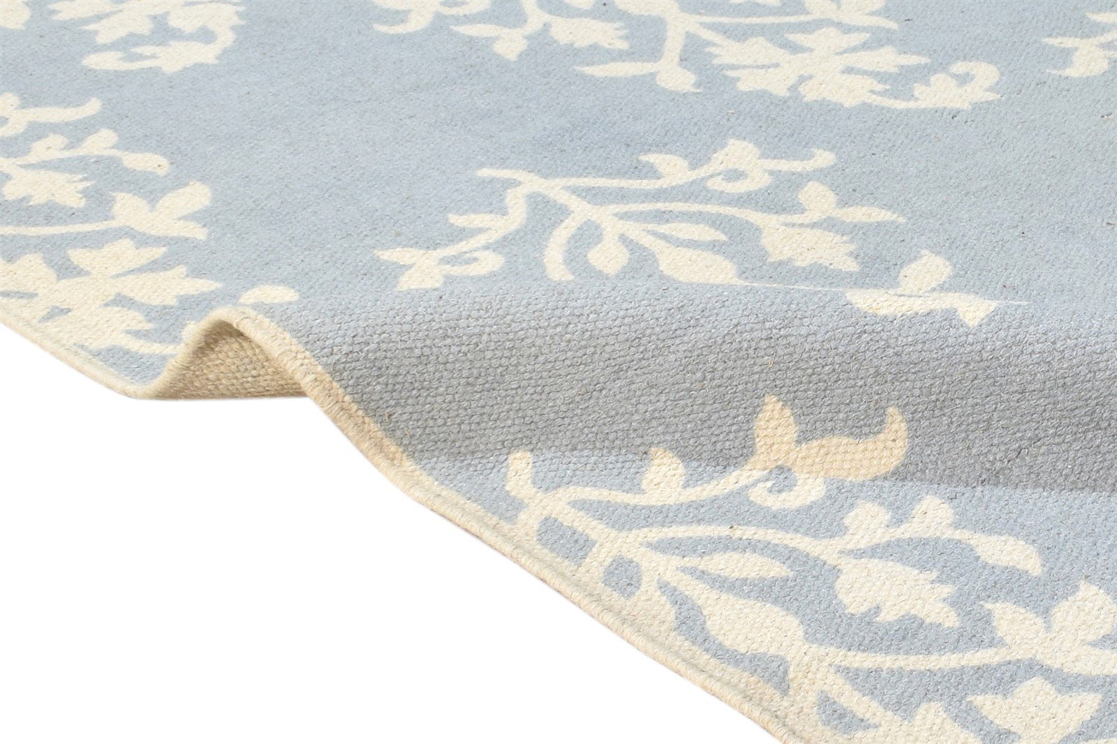 Grey Wool Rug 5' X 8' Modern Dhurrie Scandinavian Floral Room Size Carpet  Area Rug 