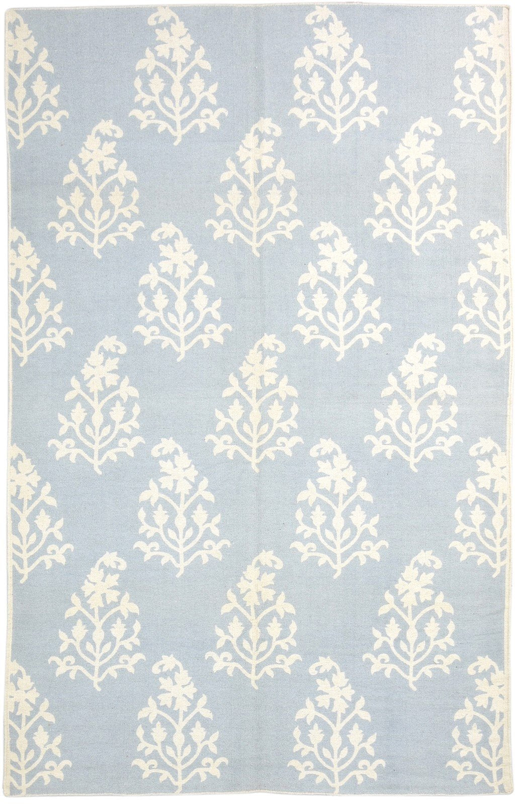 Grey Wool Rug 5' X 8' Modern Dhurrie Scandinavian Floral Room Size Carpet 