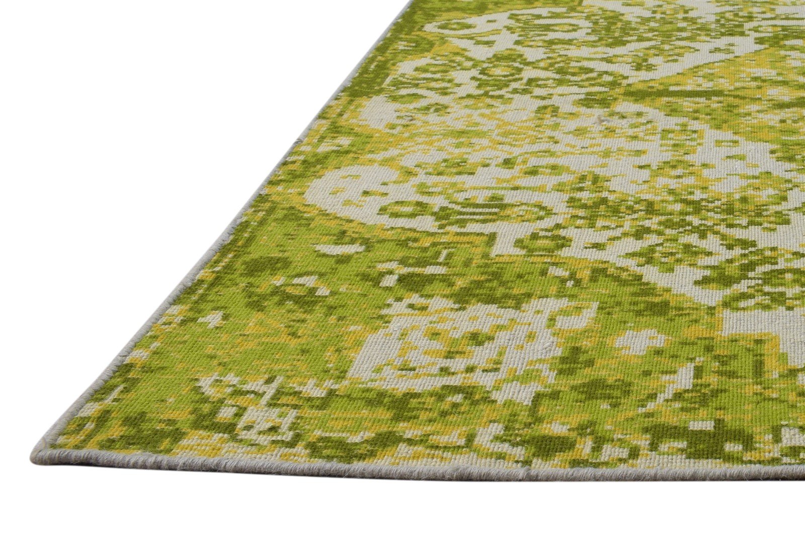 Dhurrie Green Wool Rug 5' X 8' Modern Bohemian Abstract Room Size Carpet 