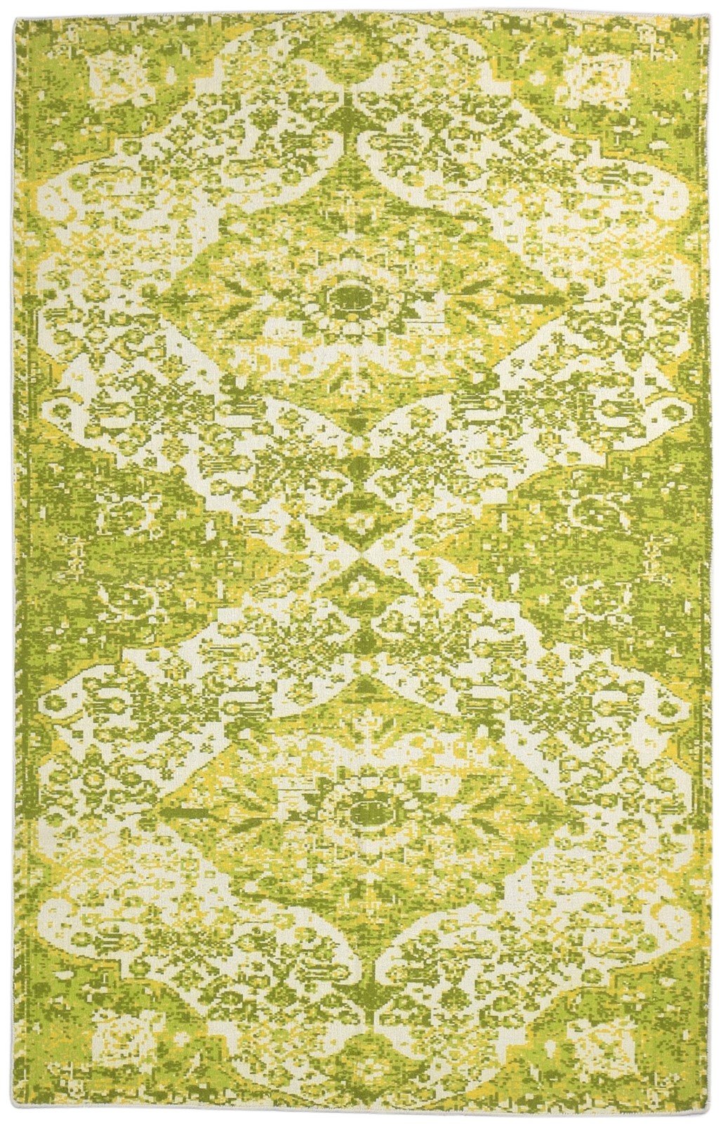 Dhurrie Green Wool Rug 5' X 8' Modern Bohemian Abstract Room Size Carpet 