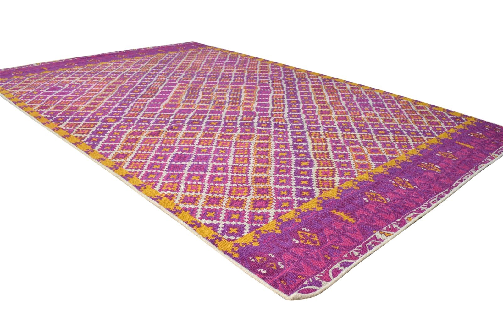 5' X 8' Rug Wool Purple Modern Dhurrie Bohemian Diamond Room Size Carpet 