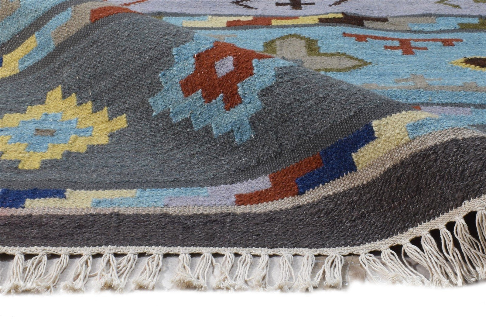 Dhurrie Multi Color Wool Rug 5X8 Persian Southwestern Tribal Room Size Carpet 