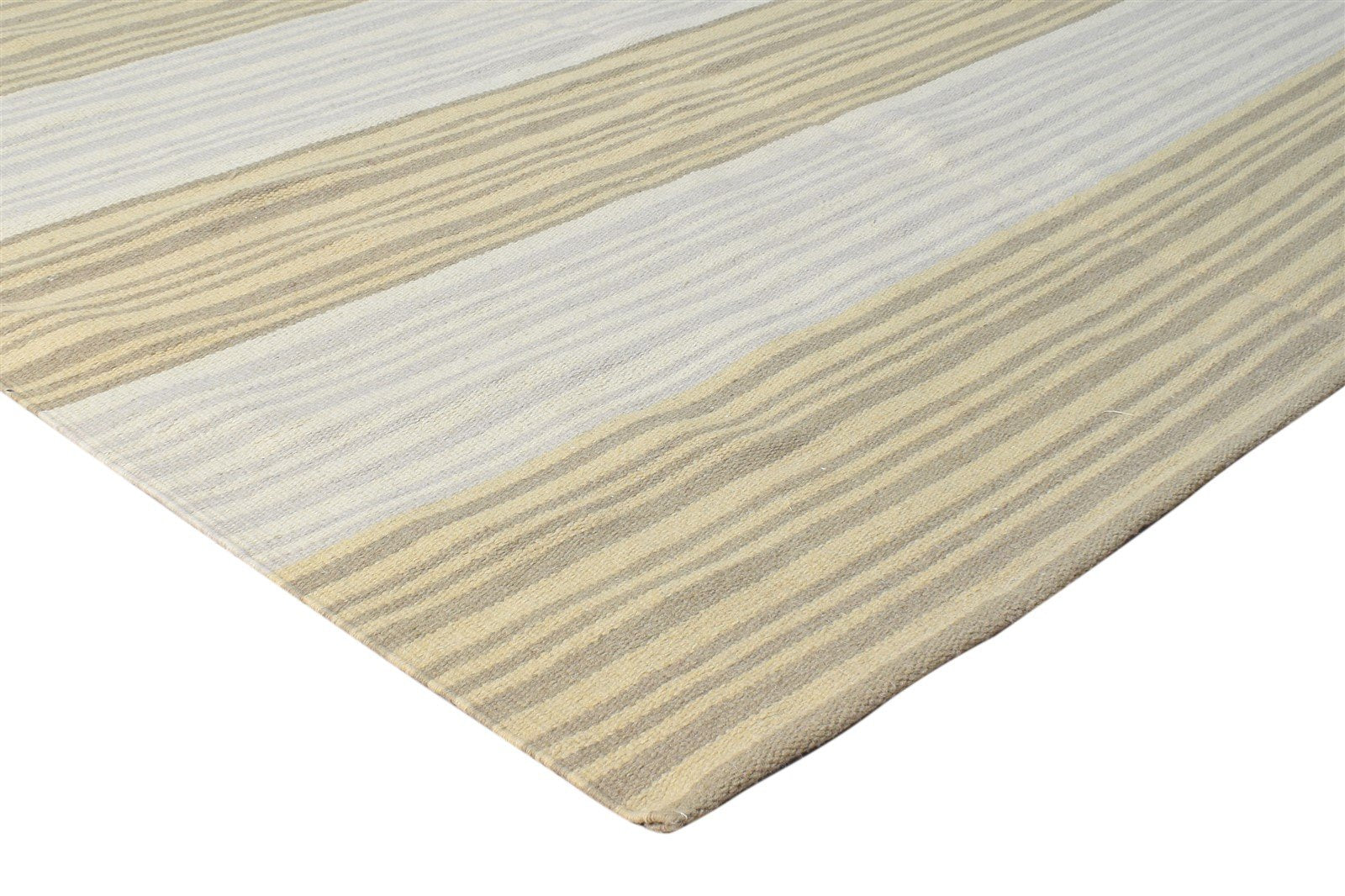 Beige Wool Rug 5' X 8' Modern Dhurrie Scandinavian Striped Room Size Carpet 