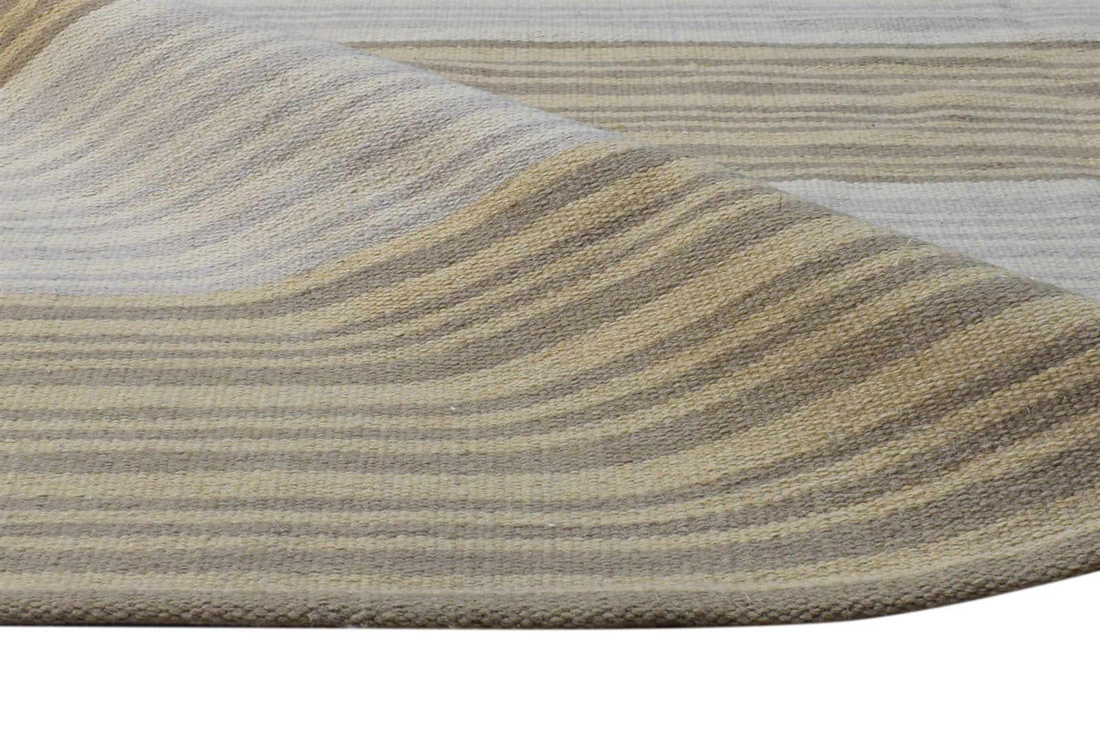 Beige Wool Rug 5' X 8' Modern Dhurrie Scandinavian Striped Room Size Carpet 