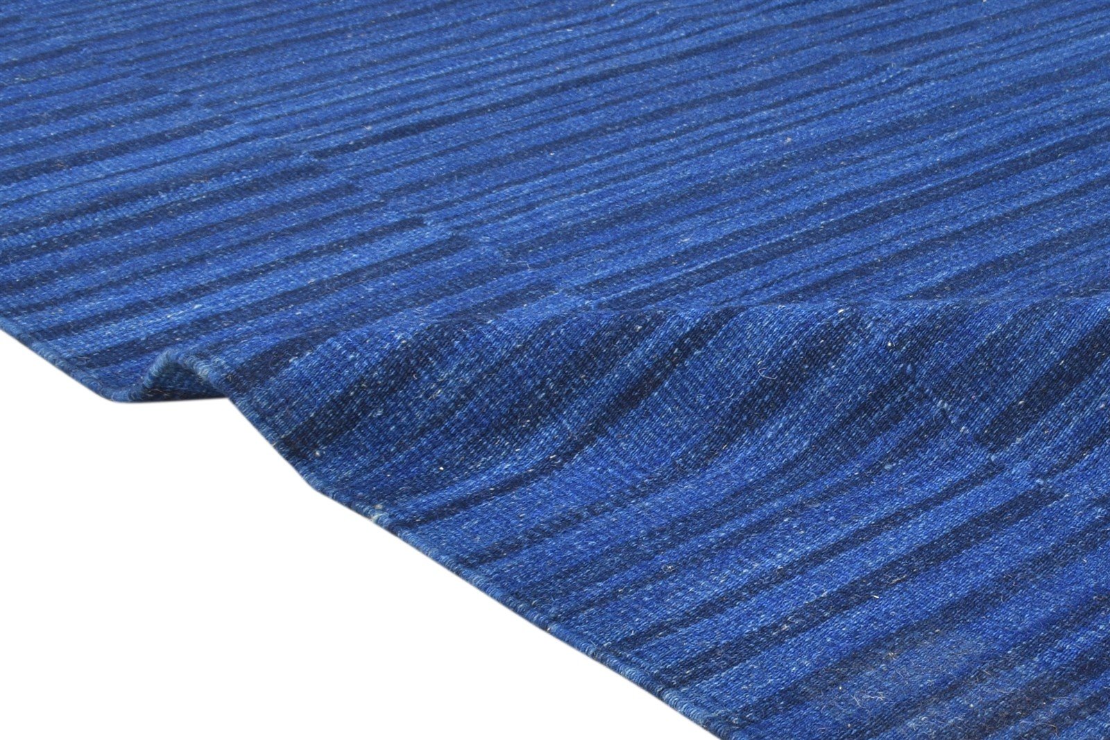 5' X 7' Rug Wool Blue Modern Dhurrie Bohemian Abstract Room Size Carpet 