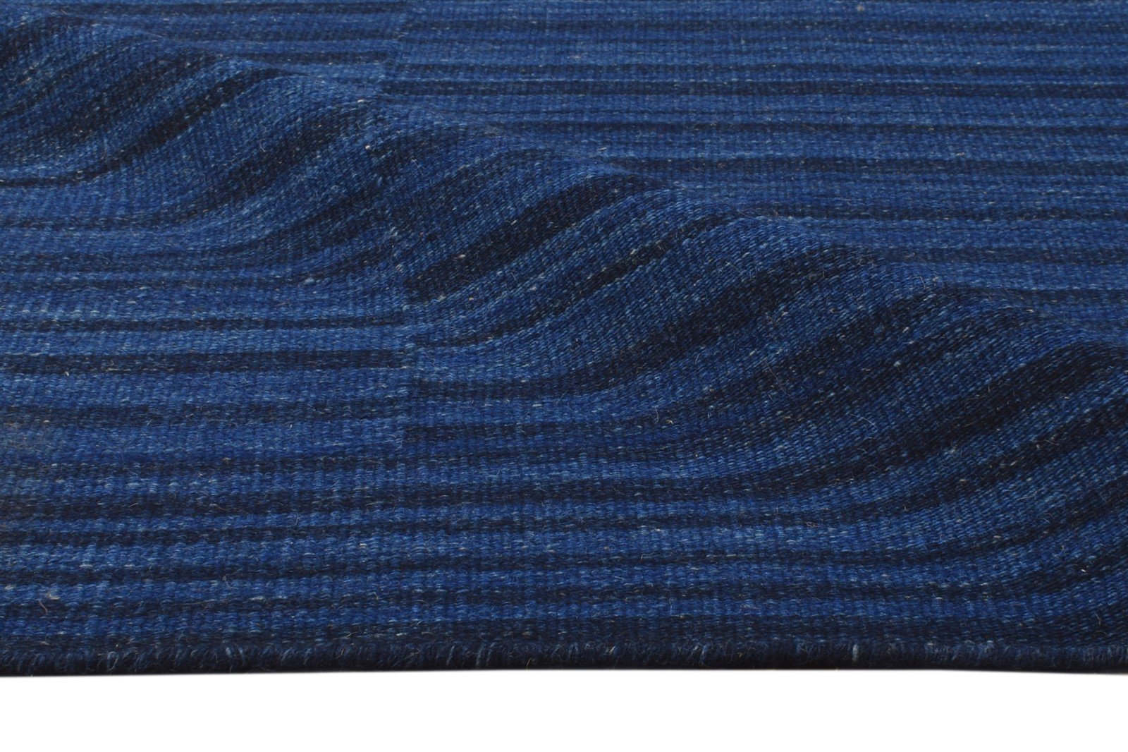 5' X 7' Rug Wool Blue Modern Dhurrie Bohemian Abstract Room Size Carpet 