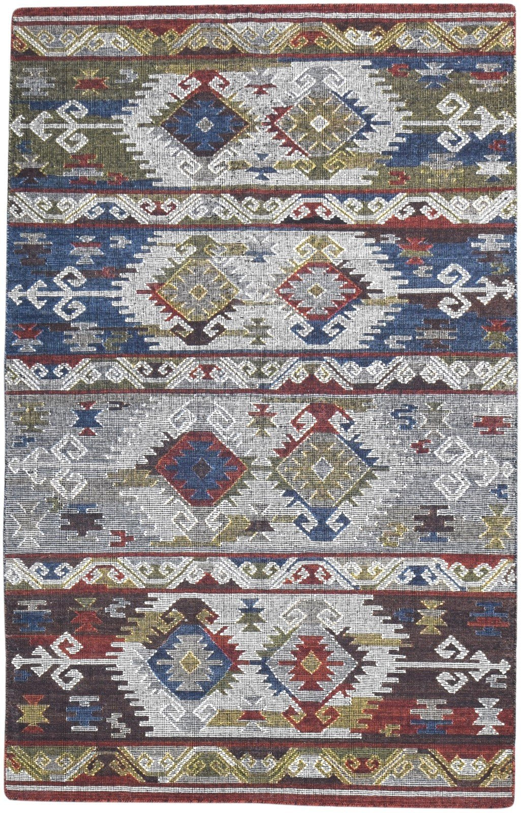 5' X 8' Rug Wool Grey Persien Dhurrie Southwestern Tribal Room Size Carpet 