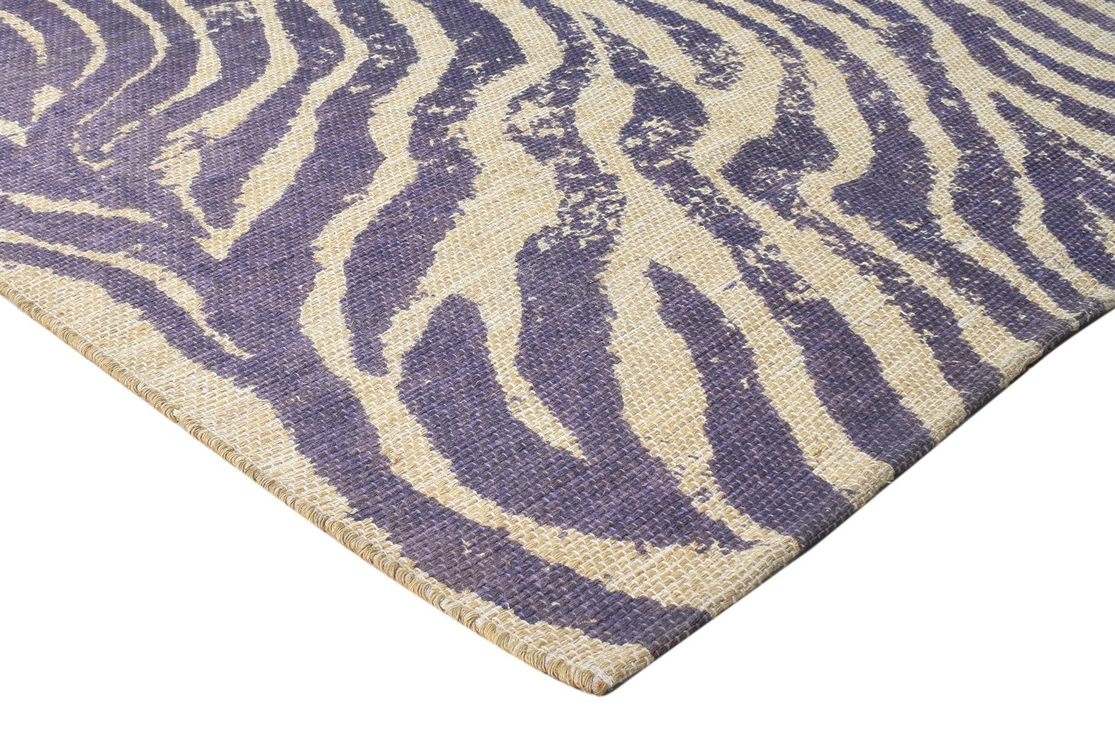 Dhurrie Purple Wool Rug 4' X 6' Modern American Animal Print Room Size Carpet 