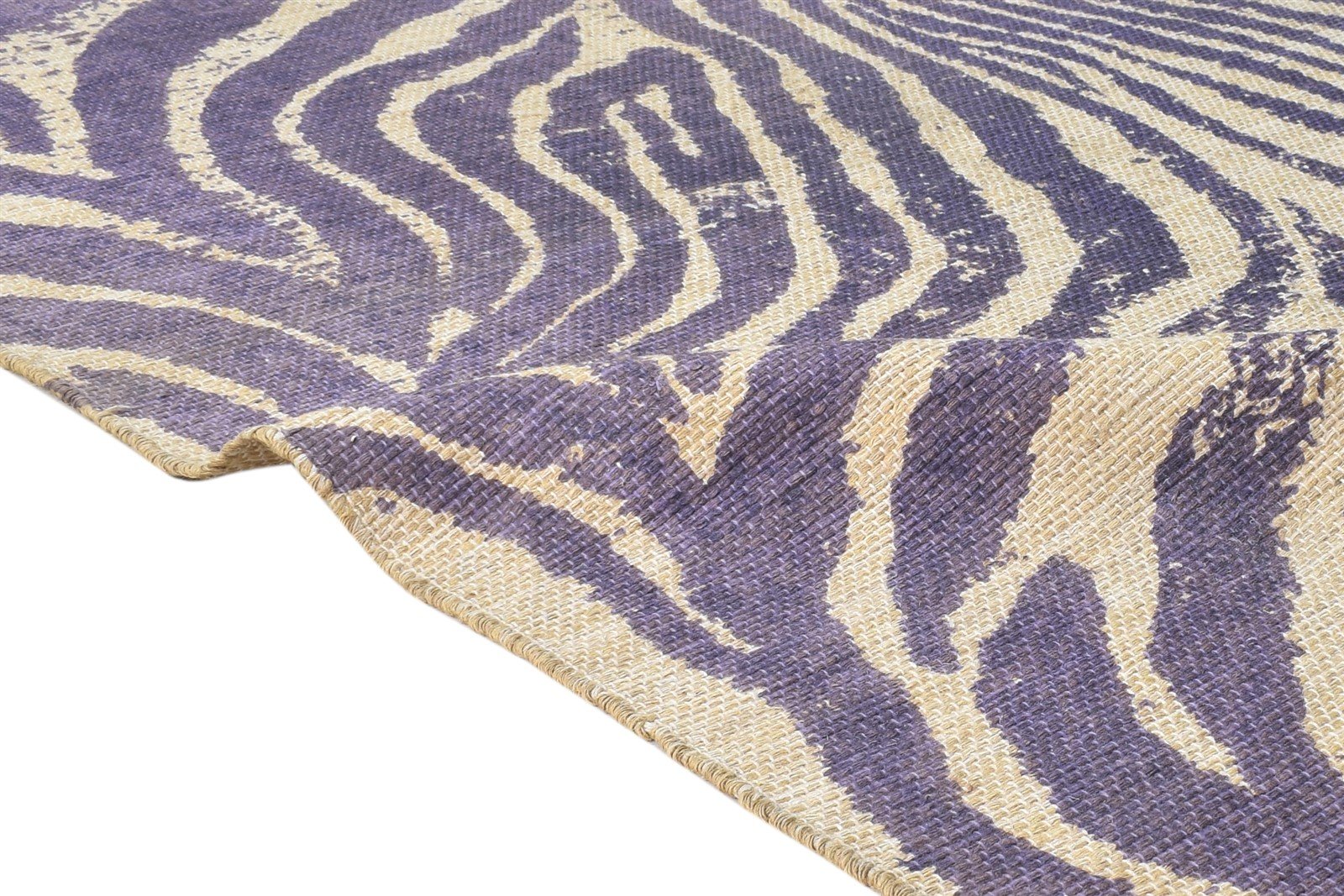 Dhurrie Purple Wool Rug 4' X 6' Modern American Animal Print Room Size Carpet 