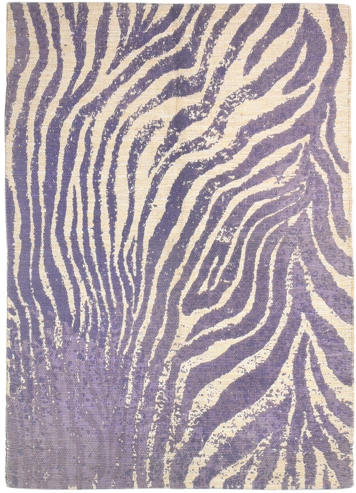 Dhurrie Purple Wool Rug 4' X 6' Modern American Animal Print Room Size Carpet