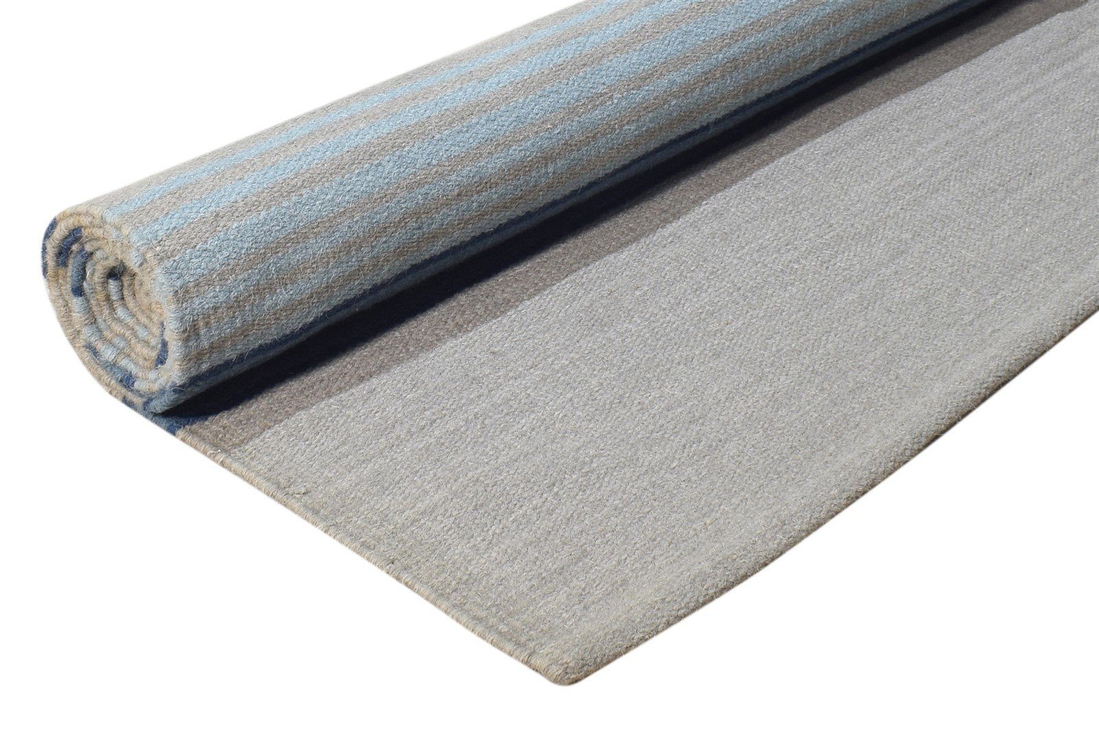 Grey Wool Rug 5' X 8' Modern Dhurrie Scandinavian Striped Room Size Carpet 