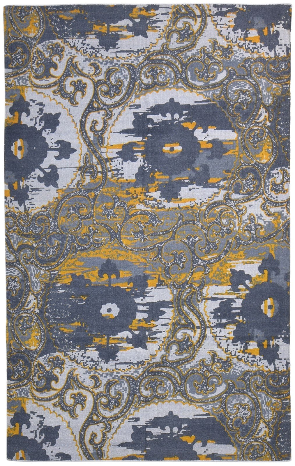 5' X 8' Rug Wool Blue Modern Dhurrie Bohemian Abstract Room Size Carpet 