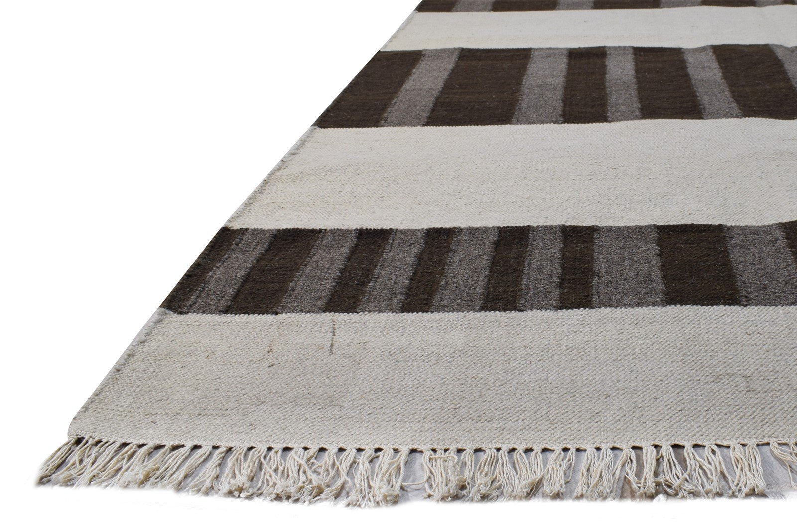 Wool Brown Rug 5' X 8' Modern Dhurrie Scandinavian Abstract Room Size Carpet 